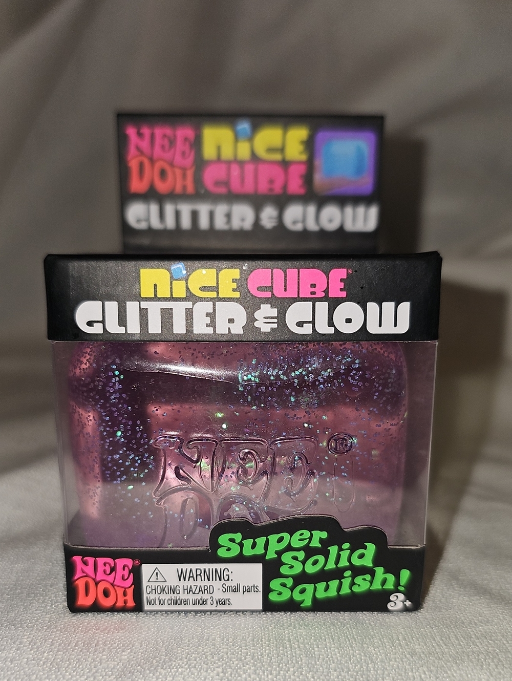 NeeDoh Nice Cube Glitter and Glow (purple) New